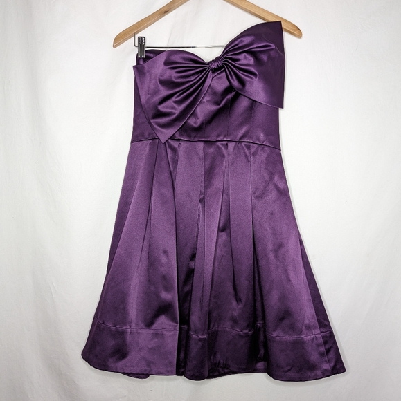 Rebecca Taylor Women's Purple Strapless Mini Bridesmaid Prom Dress Size 10 - Picture 1 of 12